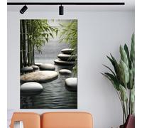 CAOXTART Affiches et impressions, peinture sur toile de jardin zen : bambous, pierres, art mural spa tranquille, décoration murale simple pour la maison (30 x 40 cm, sans cadre)