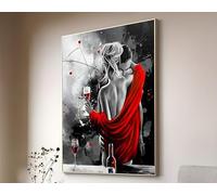 CAOXTART Affiches et impressions romantiques pour couples, toile murale « Vin rouge » - peinture murale sur toile, pour salon ou chambre (40 x 60 cm/sans cadre)