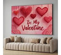CAOXTART Affiches et impressions « Sois ma/mon Valentin(e) », art mural romantique en forme de cœur, illustration d'amour rouge, peinture sur toile avec citation d'amour (80 x 120 cm/cadre intérieur)