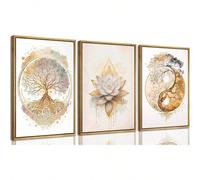 CAOXTART Arbre de vie toile mur Art or Lotus Zen peinture image décor abstrait Yin Yang affiche impression œuvre d'art pour salon 30x40cm cadre