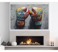 CAOXTART Box-Leinwandbild, abstraktes Gemälde mit Boxhandschuhen, Box-Poster-Druck, Wanddekoration für Fitnessstudio und Zuhause, gerahmt (70x110cm/ungerahmt)