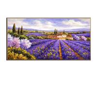 CAOXTART Champ de lavande Provence Campagne Peinture à l'huile Toscane Paysage Affiches et impressions Moderne Esthétique Mur Art Photos 50x100cm cadre