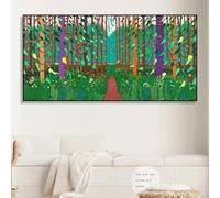CAOXTART David Hockney, affiche d'art abstrait, printemps, arbres, chemin, paysage, toile, peinture murale, décoration d'intérieur, 40 x 80 cm, sans cadre