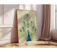 CAOXTART Décoration murale Paon bohème - Affiche minimaliste imprimée oiseau, peinture sur toile nature moderne, œuvre d'art animalière, fresque murale décorative (40 x 60 cm/cadre intérieur)