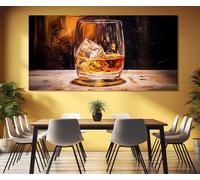 CAOXTART Décoration murale sur le thème du whisky, Tableau représentant un verre de whisky, Affiche imprimée sur toile, Décoration murale pour cuisine ou restaurant (50 x 100 cm/Sans cadre)