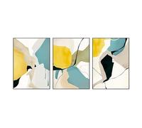 CAOXTART Ensemble de 3 tableaux abstraits verts et jaunes sur toile, impressions d'art sur le thème de la dopamine, grand format pour la décoration du salon (70 x 110 cm x 3 / cadre intérieur)