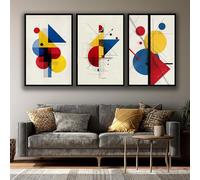 CAOXTART Ensemble de 3 tableaux minimalistes : impressions géométriques abstraites sur toile, décoration intérieure moderne du milieu du siècle (70 x 110 cm x 3 / sans cadre)