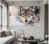 CAOXTART Grande toile imprimée représentant un loup, affiche abstraite de loup, portrait d'animal, décoration murale pour salon, maison (80 x 120 cm/sans cadre)