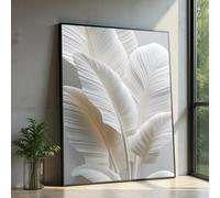 CAOXTART Impression sur toile à motif de feuilles tropicales blanches, peinture murale botanique minimaliste, grande toile décorative, fresque murale pour la maison (30 x 40 cm/sans cadre)