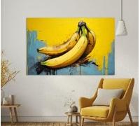 CAOXTART Impression sur toile Bananes, Peinture abstraite de bananes, Décoration murale Fruits, Affiches décoratives pour la cuisine et la salle à manger (20x30cm/Cadre intérieur)