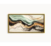 CAOXTART Impression sur toile crème verte - Art mural abstrait moderne à motifs tourbillonnants, peinture minimaliste sur toile, affiches de décoration intérieure (20 x 40 cm/sans cadre)