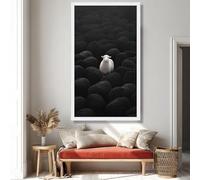 CAOXTART Impression sur toile Mouton Blanc, Décoration murale animalière unique, Affiches décoratives modernes de style ferme pour le salon, Œuvre d'art pour la maison (30x50cm/Cadre intérieur)