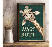 CAOXTART Impression sur toile vintage représentant une girafe - Décoration murale amusante pour chambre à coucher, salon - Cadre 40 x 60 cm