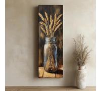 CAOXTART Peinture à l'huile sur toile représentant une gerbe de blé | Impression d'art texturée | Décoration murale bohème champêtre | Blé doré, format vertical (55 x 165 cm/Cadre intérieur)