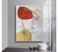 CAOXTART Peinture abstraite beige, Affiches et impressions de portraits de femmes, Images d'art aux lignes dorées, Décoration minimaliste pour salon (70x100cm/cadre intérieur)