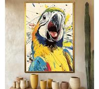 CAOXTART Peinture sur toile représentant un perroquet ara coloré, art mural vibrant, affiches et impressions d'animaux de grande taille, illustrations d'animaux sauvages (20 x 30 cm/cadre intérieur)