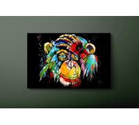 CAOXTART Peinture sur toile représentant un singe coloré, décoration murale pour salon (70 x 110 cm, cadre intérieur)