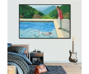 CAOXTART Peinture sur toile représentant une piscine avec deux personnages de David Hockney, affiches et impressions, décoration murale pour la maison, 70 x 100 cm, sans cadre