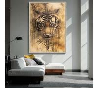 CAOXTART Portrait de tigre, tableau sur toile représentant un animal, peinture de visage animalier, affiches et impressions sur la jungle, décoration intérieure nature (50 x 75 cm/sans cadre)