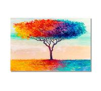 CAOXTART Tableau abstrait d'arbre sur toile, affiche et impression décorative pour le salon, art mural coloré sur toile (20x30cm/cadre intérieur)