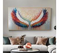 CAOXTART Tableau abstrait inspirant pour bureau (20x40cm/sans cadre) : ailes texturées et colorées, toile à motifs de plumes. Affiches et impressions.
