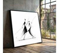 CAOXTART Tableau abstrait sur toile, art mural minimaliste noir et blanc, impression sur toile pour la décoration du salon (70 x 70 cm/cadre intérieur)