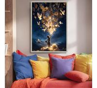 CAOXTART Tableau abstrait sur toile représentant un ciel, affiches et impressions de lettres et de colombes, art mural inspirant sur toile, décoration intérieure (40 x 60 cm/cadre intérieur)