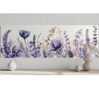 CAOXTART Tableau bohème au-dessus du lit, toile violette lavande, affiches de fleurs sauvages, impressions sur toile, peinture botanique minimaliste (45x135cm/sans cadre)