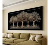 CAOXTART Tableau élégant sur toile représentant un arbre doré, impression d'art linéaire sur toile, illustration botanique vintage, décoration murale de luxe pour la maison (65 x 120 cm/sans cadre)