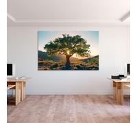CAOXTART Tableau esthétique de lever de soleil, impression sur toile représentant un paysage d'arbres : art mural nature paisible pour le salon, décoration intérieure (20 x 30 cm/cadre intérieur)