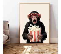 CAOXTART Tableau mural humoristique représentant un singe aux lunettes rouges - Poster pop-corn, portrait animalier humoristique pour salon, chambre ou bureau (60 x 80 cm, sans cadre)