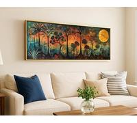 CAOXTART Tableau panoramique floral sur toile : œuvre d'art botanique moderne pour décoration intérieure bohème, peinture sur toile de paysage (20 x 60 cm/cadre intérieur)