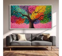 CAOXTART Tableau sur toile Arbre Arc-en-ciel, œuvre d'art abstraite colorée, affiches et impressions de paysage modernes pour la décoration murale de la maison (65x120cm/sans cadre)