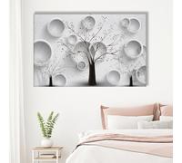 CAOXTART Tableau sur toile Arbre blanc : Affiches botaniques modernes, peinture à l'huile abstraite d'arbre pour salon, décoration murale (70 x 100 cm/cadre intérieur)