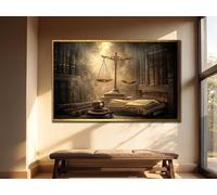 CAOXTART Tableau sur toile, Balance de la Justice : Décoration murale de luxe pour bureau, bureau ou maison : Affiches et impressions (30 x 40 cm/cadre intérieur)