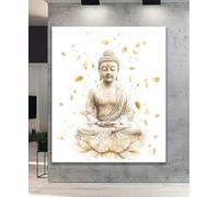 CAOXTART Tableau sur toile Bouddha serein, affiche décorative zen et apaisante, style bohème minimaliste, peinture bouddhiste nordique (40 x 60 cm/cadre intérieur)