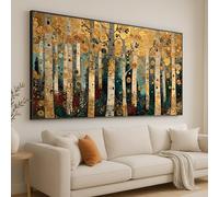 CAOXTART Tableau sur toile Forêt de bouleaux dorés, Art mural Gustav Klimt, Affiches et impressions d'arbres abstraits, Décoration intérieure de luxe inspirée par la nature (80x140cm/Sans cadre)