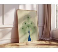 CAOXTART Tableau sur toile Paon - Affiche minimaliste imprimée oiseau, Peinture sur toile nature moderne, Œuvre d'art animalière, Décoration intérieure bohème (30x40cm/cadre intérieur)