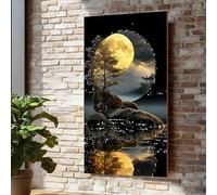 CAOXTART Tableau sur toile Paysage serein, Reflet de la lune, Affiches et impressions de scènes de nature, Décoration intérieure moderne (65 x 120 cm/Cadre intérieur)