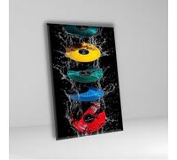 CAOXTART Tableau sur toile représentant un disque vinyle coloré, décoration murale sur le thème de la musique, affiche imprimée rétro, pour le salon, œuvre d'art décorative (70 x 100 cm/sans cadre)