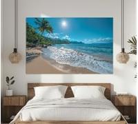 CAOXTART Tableau sur toile représentant un paysage marin, coucher de soleil sur la plage, idéal pour le salon et la décoration murale (30 x 40 cm, sans cadre).