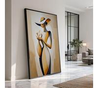 CAOXTART Tableau sur toile représentant une femme élégante, art mural abstrait et neutre, affiches et impressions féminines, décoration intérieure de style nordique (60 x 90 cm/cadre intérieur)