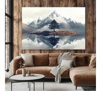 CAOXTART Tableau sur toile représentant une île d'automne, affiches et impressions de paysage, arbres. Décoration murale esthétique sur toile pour le salon et la maison (40 x 60 cm/cadre intérieur).