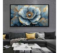 CAOXTART Tableau sur toile représentant une rose bleue, peinture florale esthétique moderne, affiches et impressions florales, pour le salon, décoration murale (65 x 120 cm/sans cadre)