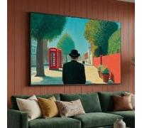 CAOXTART Tableau sur toile représentant une rue, reproduction d'art classique de David Hockney, cabine téléphonique rouge, affiche de paysage, décoration murale pour la maison (50 x 75 cm/sans cadre)