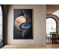 CAOXTART Tableau vintage Yin Yang sur toile, affiche lune : art mural japonais pour salon, décoration murale (70 x 100 cm/sans cadre)