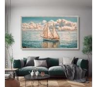 CAOXTART Tableaux classiques de voiliers, art mural nautique, affiches et impressions de paysages marins, peinture de scènes aquatiques, décoration intérieure côtière (35x60cm/sans cadre)