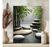 CAOXTART Toile murale représentant un jardin zen, bambou et pierres, décoration d'intérieur, paysage classique, 50 x 70 cm