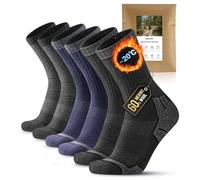 CAOZITOU Chaussette Homme femme,Chaussettes de Anti Ampoule Rembourrage Randonnée en Laine Mérinos,Hiver Chaudes,Soutien Voûte Plantaire,Mèche Respirant,Ceinture Élastique,3 Paires 43-46（NoirGrisBleu