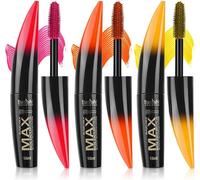 Cap-3 Couleurs Mascara Couleur, Mascara Coloré Rose Orange Jaune, Fibre De Soie 4d Maquillage Femme Yeux, Waterproof Longue Tenue, Pour Halloween, Noël, Fête D'anniversaire